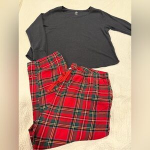 Old Navy gray thermal red flannel pajamas xxl